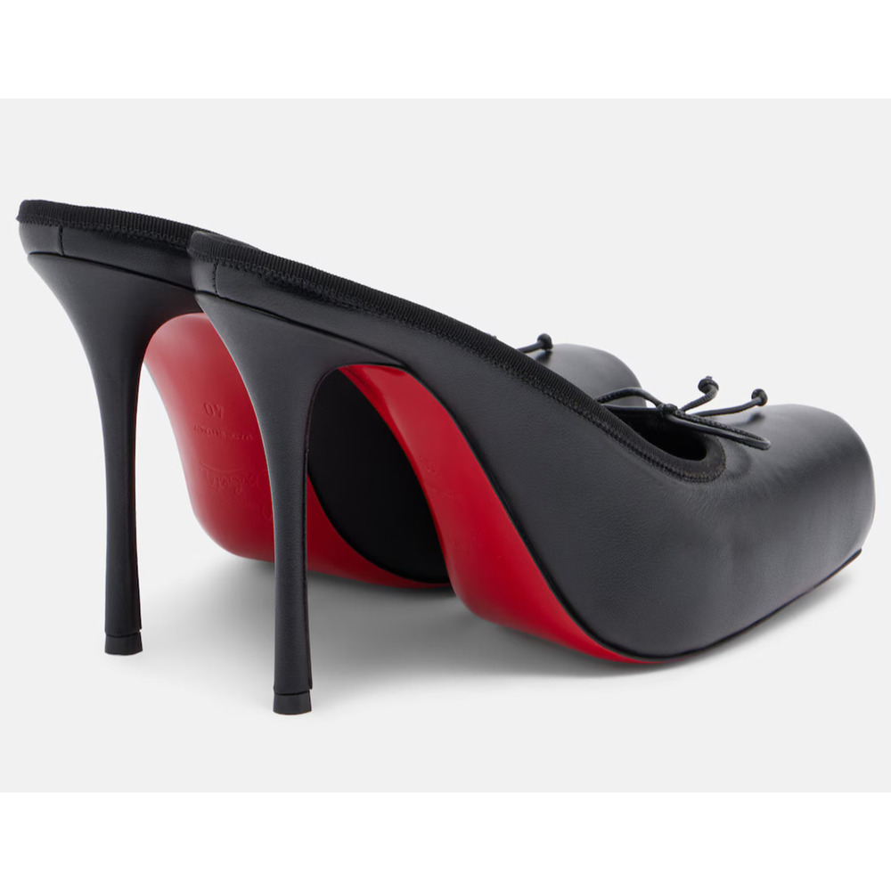 Christian Louboutin Cassia Mule 100 Black Leather Ballet Slip On Heel Pump 37.5 - Picture 13 of 15